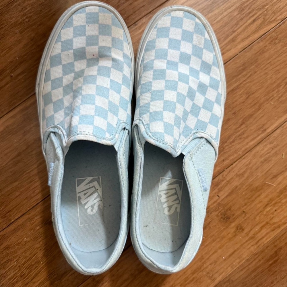 Vans Blue Checkered Slip-On Sneakers